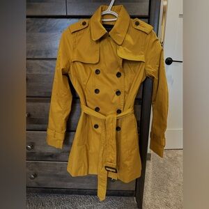 NWT Mustard Double-Breasted Women's Trench Coat XS